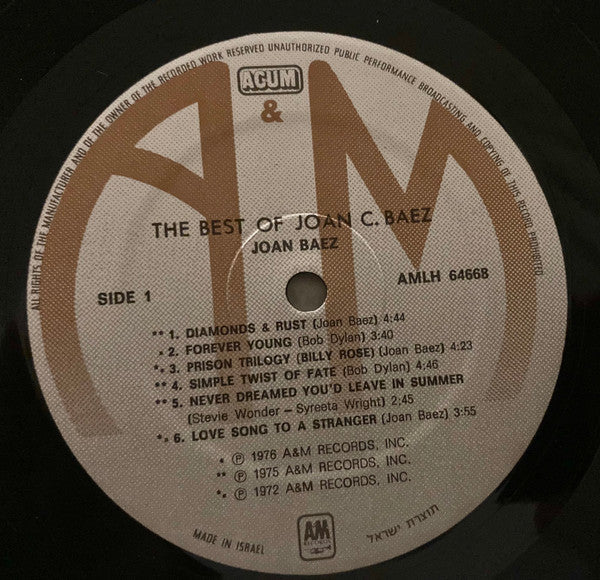 Joan Baez - The Best Of Joan C. Baez (LP) - Discogs image 3