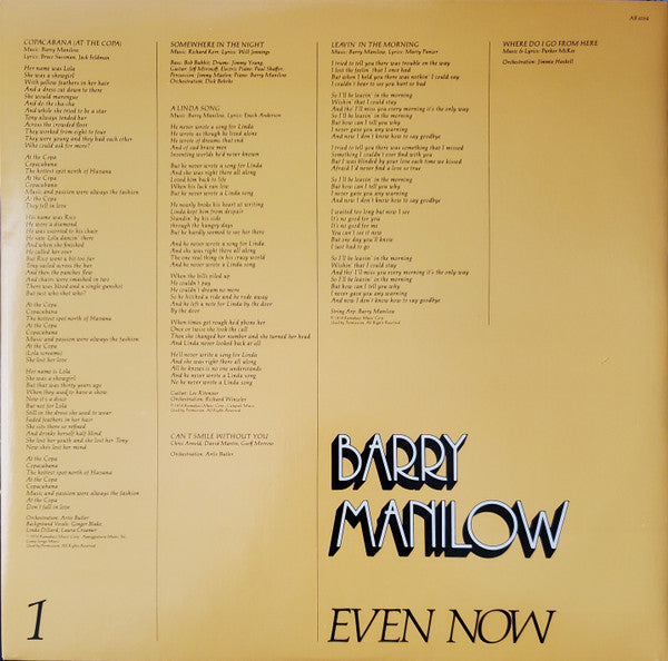 Barry Manilow - Even Now (LP) - Discogs image 5