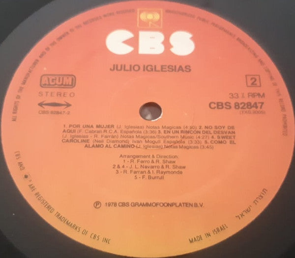 Julio Iglesias - Por Una Mujer (LP) - Discogs image 4