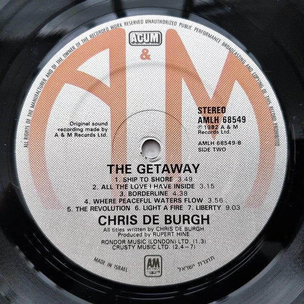Chris de Burgh - The Getaway (LP) - Discogs image 4