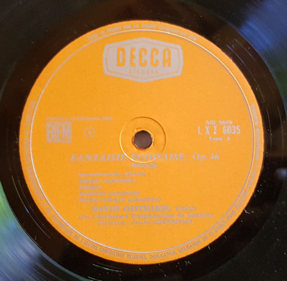 Max Bruch / Paul Hindemith, David Oistrach, London Symphony Orchestra Direction : Jascha Horenstein, Paul Hindemith - Fantaisie Ecossaise / Concerto Pour Violon (LP) - Discogs image 3