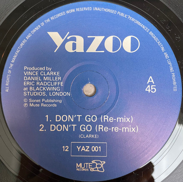 Yazoo - Don't Go (Re-Mixes) (12") - Discogs image 2