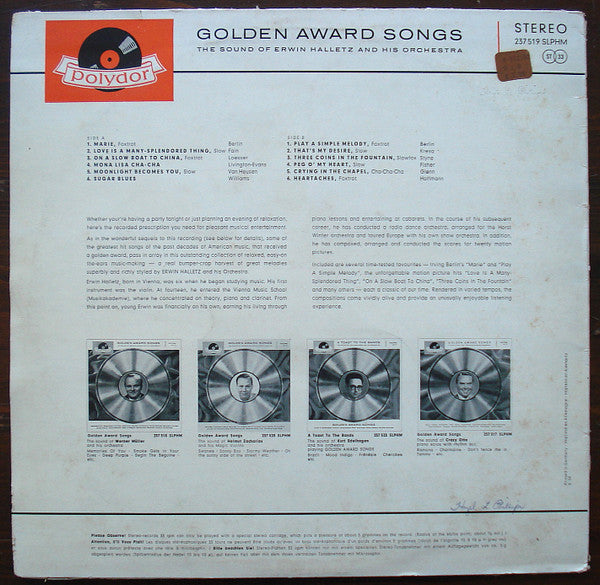 Orchester Erwin Halletz - Golden Award Songs (LP) - Discogs image 2