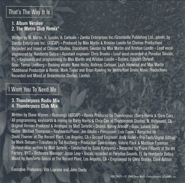Céline Dion - That's The Way It Is / I Want You To Need Me (CD) - Discogs image 2