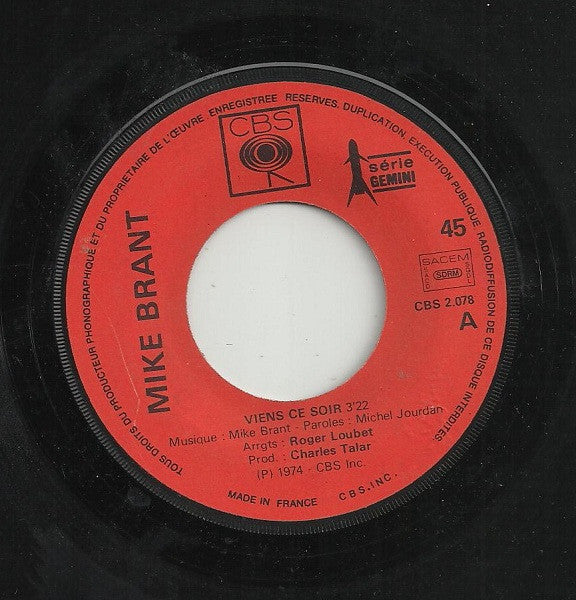 Mike Brant - Viens, Ce Soir / Toi Mon Enfant (7") - Discogs image 3
