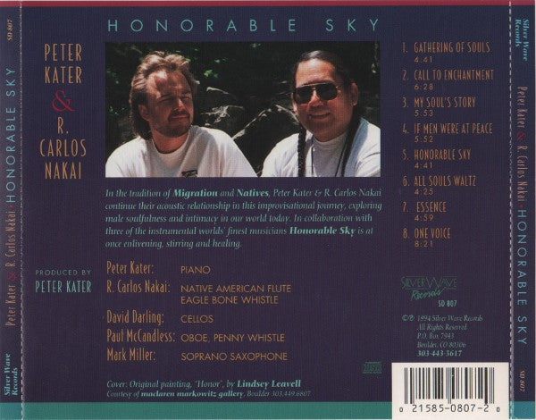 Peter Kater & R. Carlos Nakai, David Darling, Paul McCandless, Mark Miller (4) - Honorable Sky (CD) - Discogs image 2
