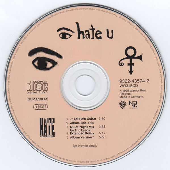 Artist (Formerly Known As Prince), The - I Hate U (The Hate Experience) (CD) - Discogs image 5