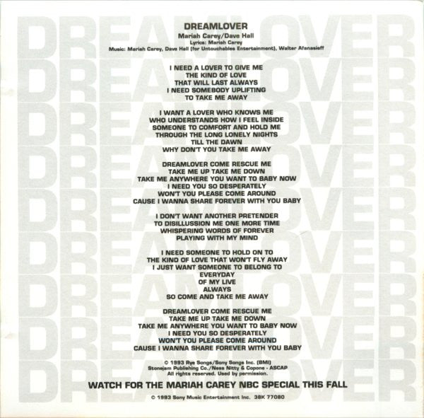 Mariah Carey - Dreamlover (CD) - Discogs image 2