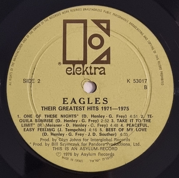 Eagles - Their Greatest Hits (1971-1975) (LP) - Discogs image 4
