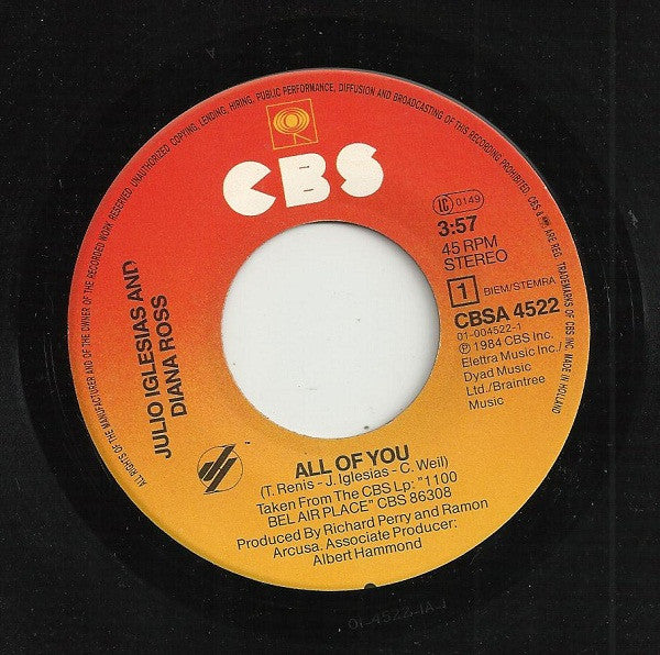 Julio Iglesias, Diana Ross - All Of You (7") - Discogs image 3