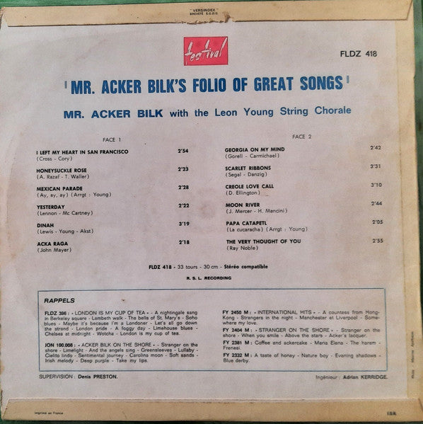 Acker Bilk - Mr. Acker Bilk's Folio Of Great Songs (LP) - Discogs image 2