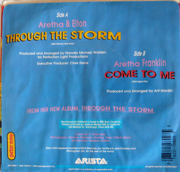 Aretha Franklin And Elton John - Through The Storm (7") - Discogs image 2