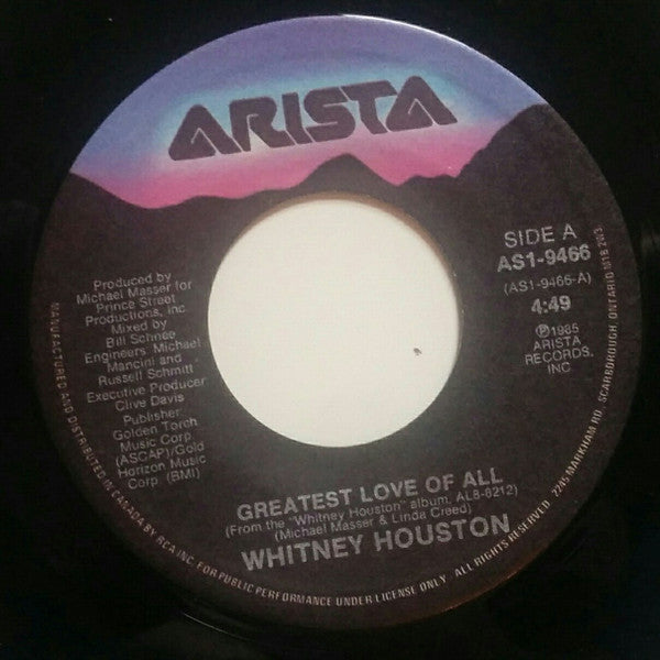 Whitney Houston - Greatest Love Of All (7") - Discogs image 3