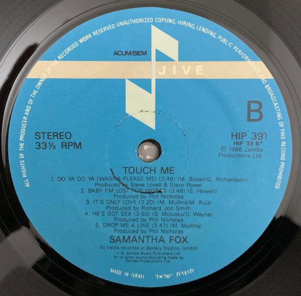 Samantha Fox - Touch Me (LP) - Discogs image 4