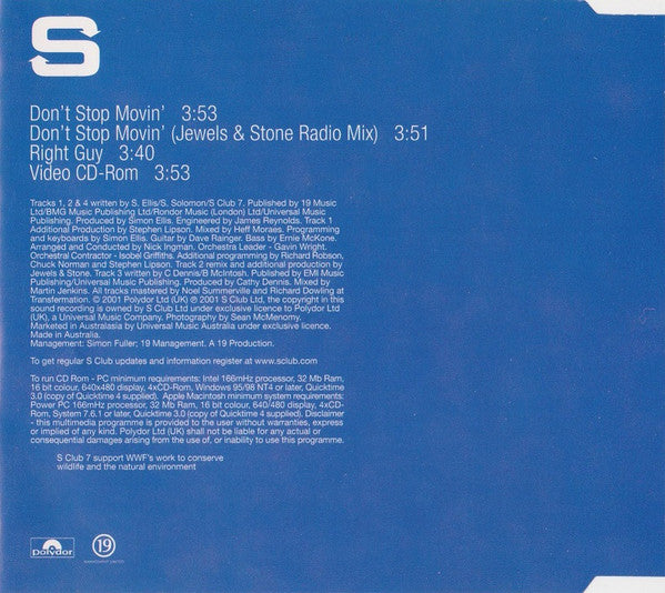 S Club 7 - Don't Stop Movin' (CD) - Discogs image 3