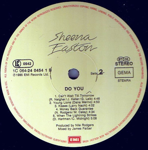 Sheena Easton - Do You (LP) - Discogs image 4
