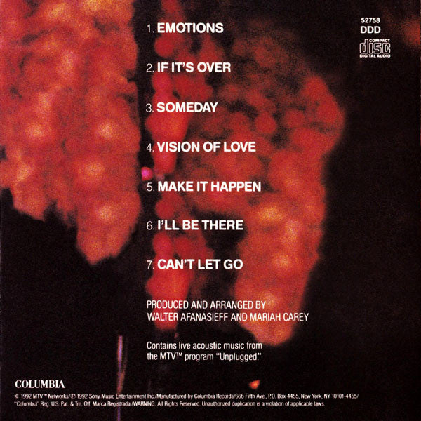 Mariah Carey - MTV Unplugged EP (CD) - Discogs image 4