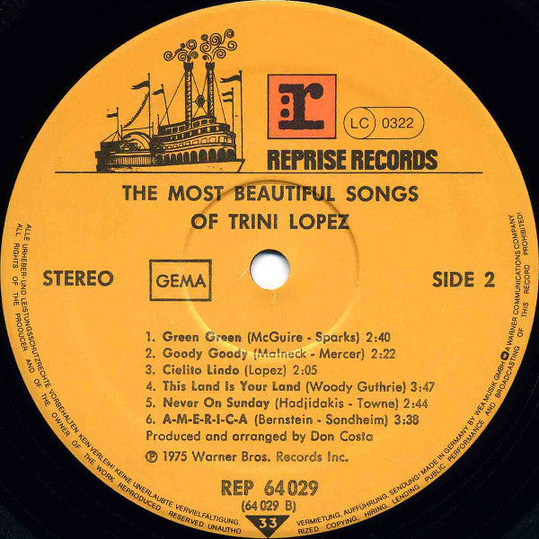 Trini Lopez - The Most Beautiful Songs Of Trini Lopez (2xLP) - Discogs image 4