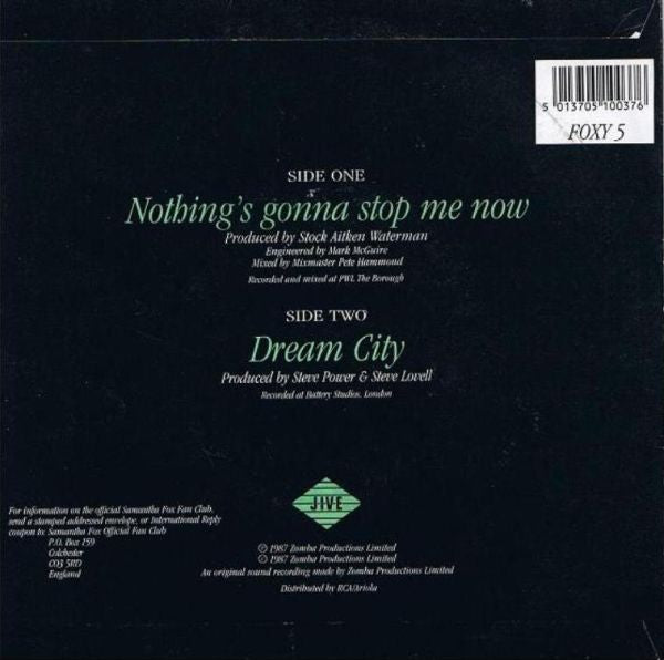 Samantha Fox - Nothing's Gonna Stop Me Now (7") - Discogs image 2