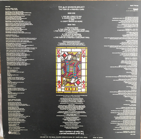 Alan Parsons Project, The - The Turn Of A Friendly Card (LP) - Discogs image 2