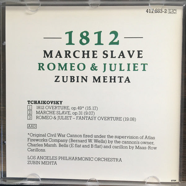 Pyotr Ilyich Tchaikovsky / Los Angeles Philharmonic Orchestra, Zubin Mehta - 1812 / Marche Slave / Romeo & Juliet (CD) - Discogs image 5