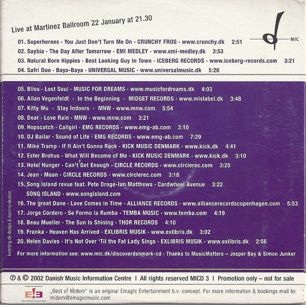 Various - Discover Denmark - Best Of Midem CD (CD) - Discogs image 2