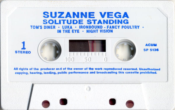 Suzanne Vega - Solitude Standing (Cassette) - Discogs image 3