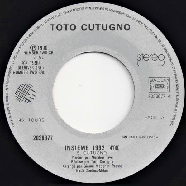 Toto Cutugno - Insieme: 1992 (7") - Discogs image 3