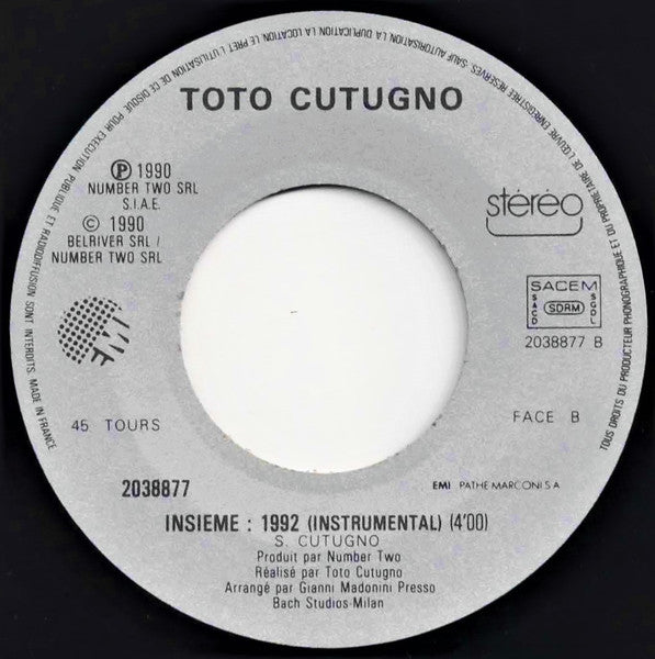 Toto Cutugno - Insieme: 1992 (7") - Discogs image 4