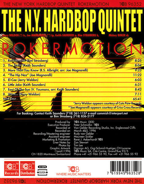 N.Y. Hardbop Quintet, The - Rokermotion (CD) - Discogs image 2
