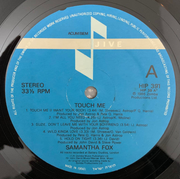 Samantha Fox - Touch Me (LP) - Discogs image 3