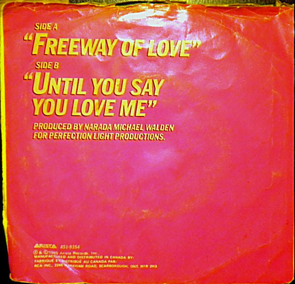 Aretha Franklin - Freeway Of Love (7") - Discogs image 2