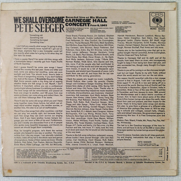 Pete Seeger - We Shall Overcome (LP) - Discogs image 2