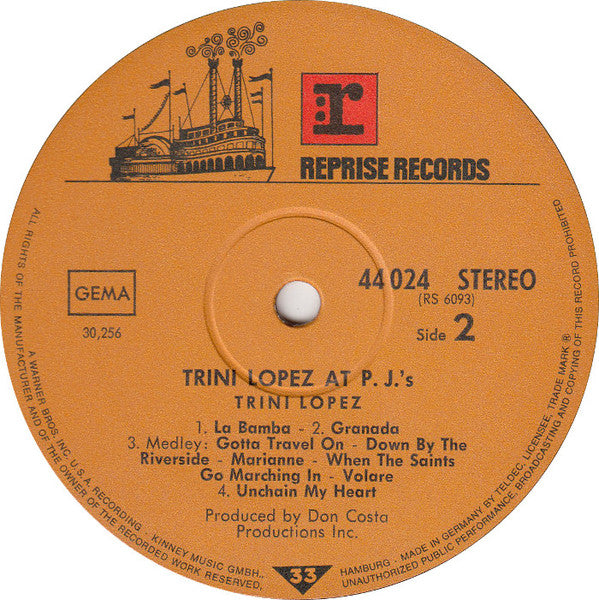 Trini Lopez - Trini Lopez At PJ's (LP) - Discogs image 4