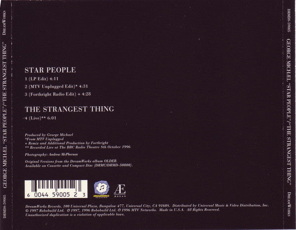 George Michael - Star People / The Strangest Thing (CD) - Discogs image 2