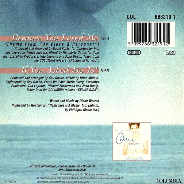 Céline Dion - Because You Loved Me (Theme From "Up Close & Personal") (CD) - Discogs image 2