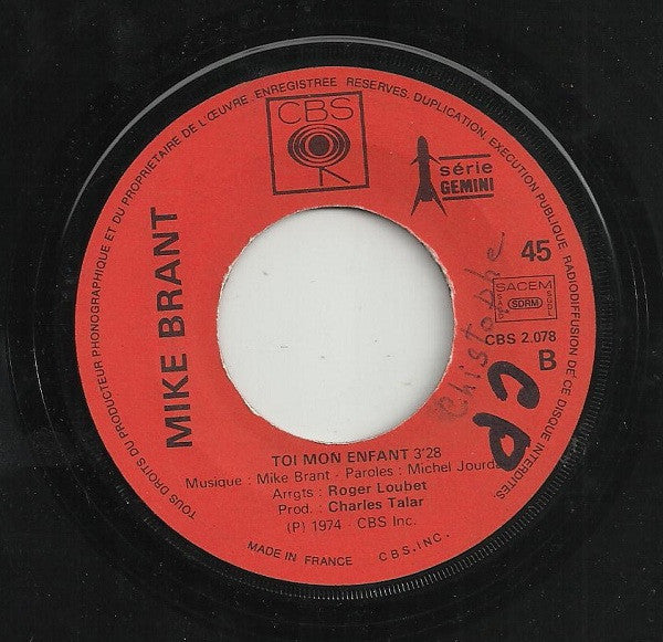 Mike Brant - Viens, Ce Soir / Toi Mon Enfant (7") - Discogs image 4