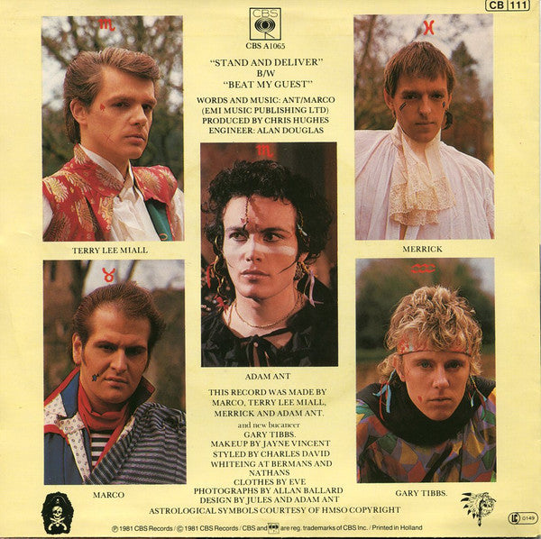 Adam And The Ants - Stand & Deliver! (7") - Discogs image 2