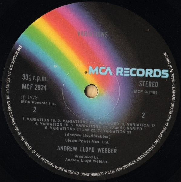 Andrew Lloyd Webber - Variations (LP) - Discogs image 4