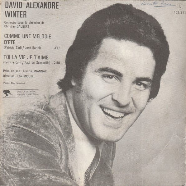 David Alexandre Winter - Comme Une Mélodie D'Ete / Toi La Vie Je T'Aime (7") - Discogs image 2