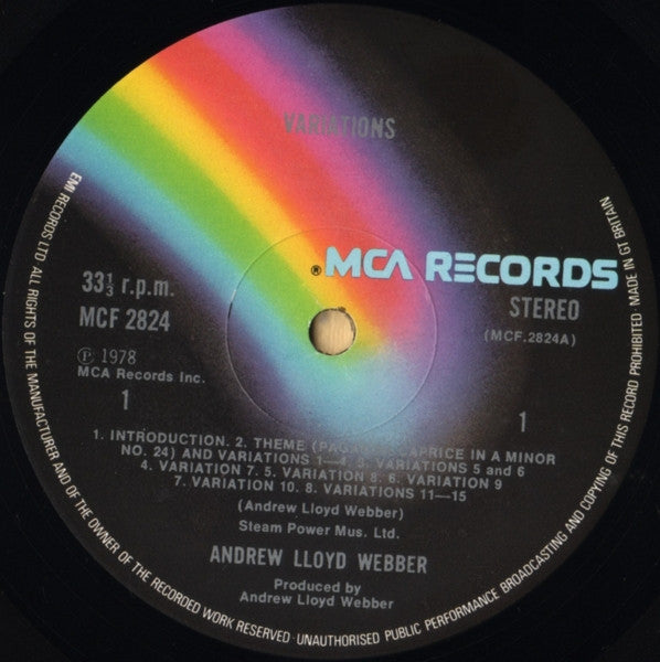 Andrew Lloyd Webber - Variations (LP) - Discogs image 3