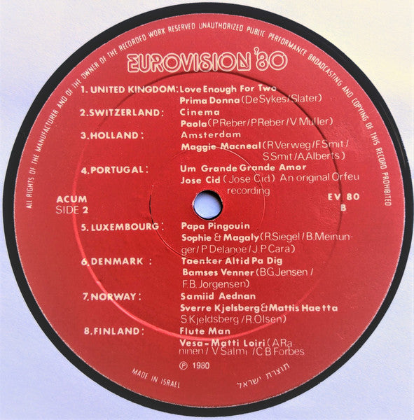Various - Eurovision '80 (LP) - Discogs image 4