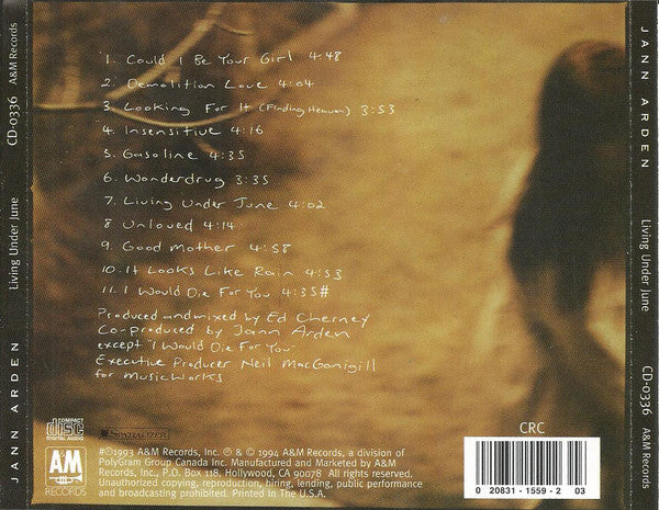 Jann Arden - Living Under June (CD) - Discogs image 2