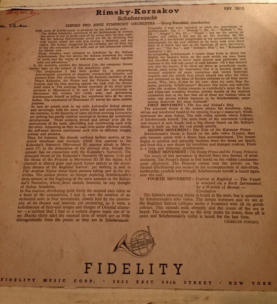 Nikolai Rimsky-Korsakov - Leipzig Pro Arte Symphony Orchestra, Gorg Ramifski - Scheherazade (LP) - Discogs image 2