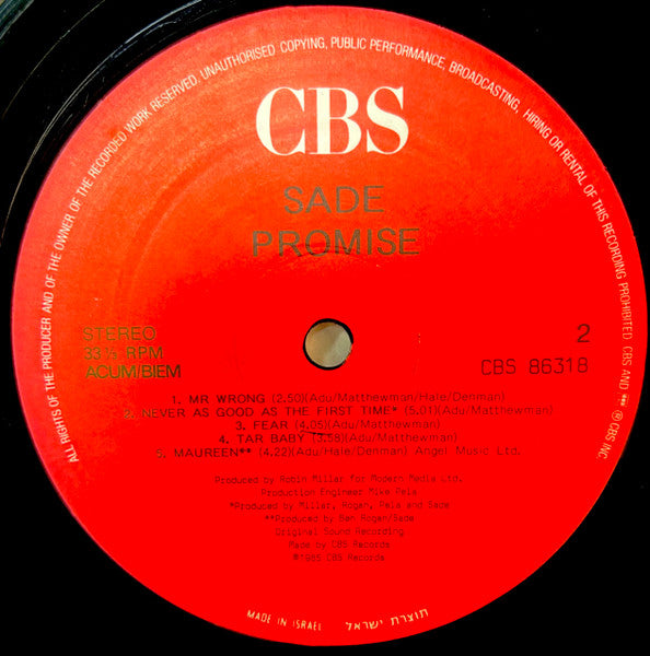 Sade - Promise (LP) - Discogs image 5