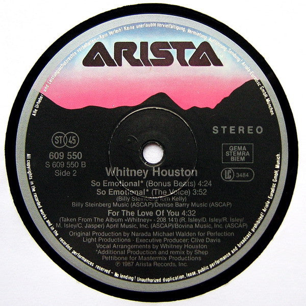 Whitney Houston - So Emotional (12") - Discogs image 4