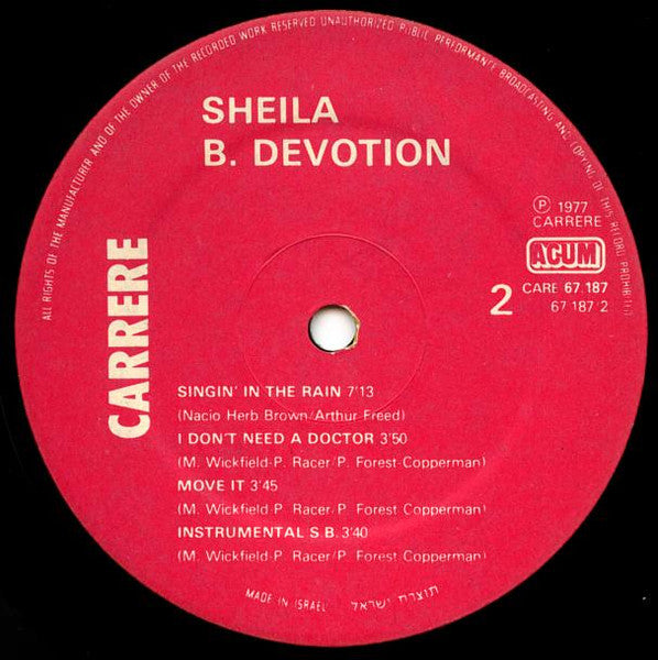Sheila & B. Devotion - Singin' In The Rain Including Love Me Baby (LP) - Discogs image 4