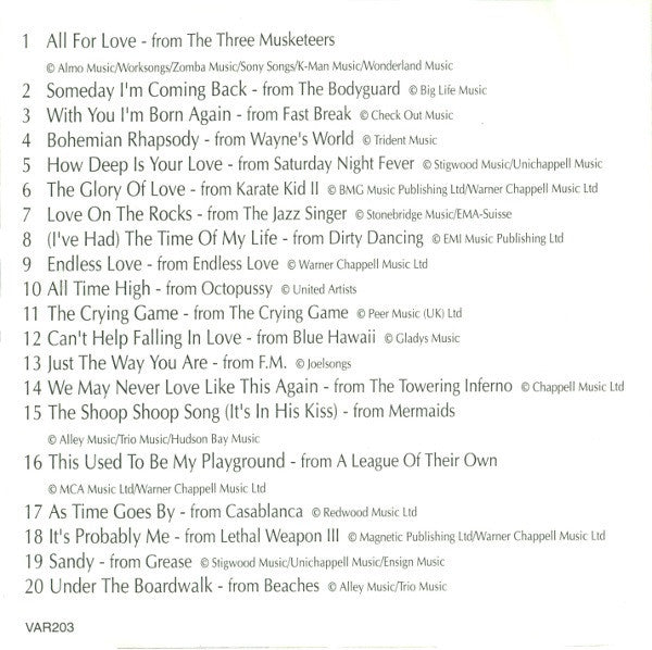 Starlight Orchestra, The - Music Of The Movies - The Love Songs - Volume Four (CD) - Discogs image 2