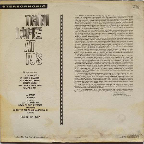 Trini Lopez - Trini Lopez At PJ's (LP) - Discogs image 2
