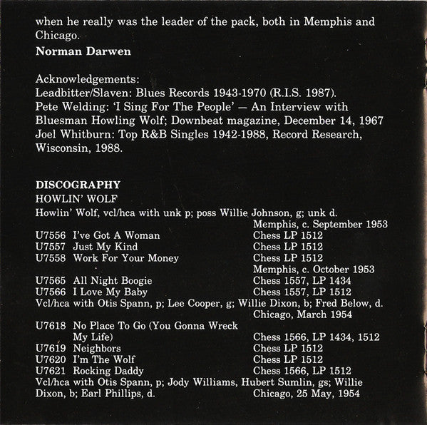 Howlin' Wolf - I'm The Wolf (CD) - Discogs image 7